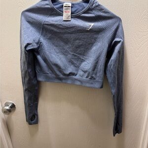 Gymshark Seamless Long Sleeve Crop Top - Slate Blue